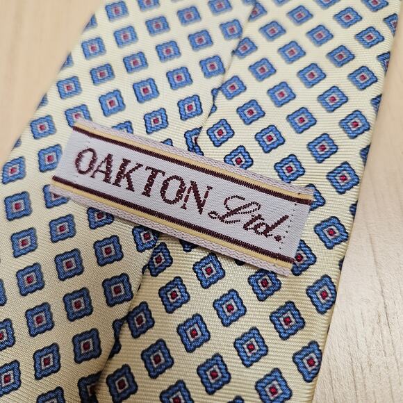 Oakton Ltd Men's Tie Blue, Cream, Red Executive Office 100% Silk - Picture 5 of 6
